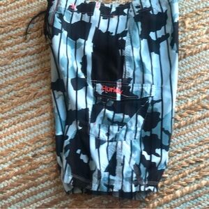 Hurley Blue & Black Stripe Camo Style Board Shorts 32”
